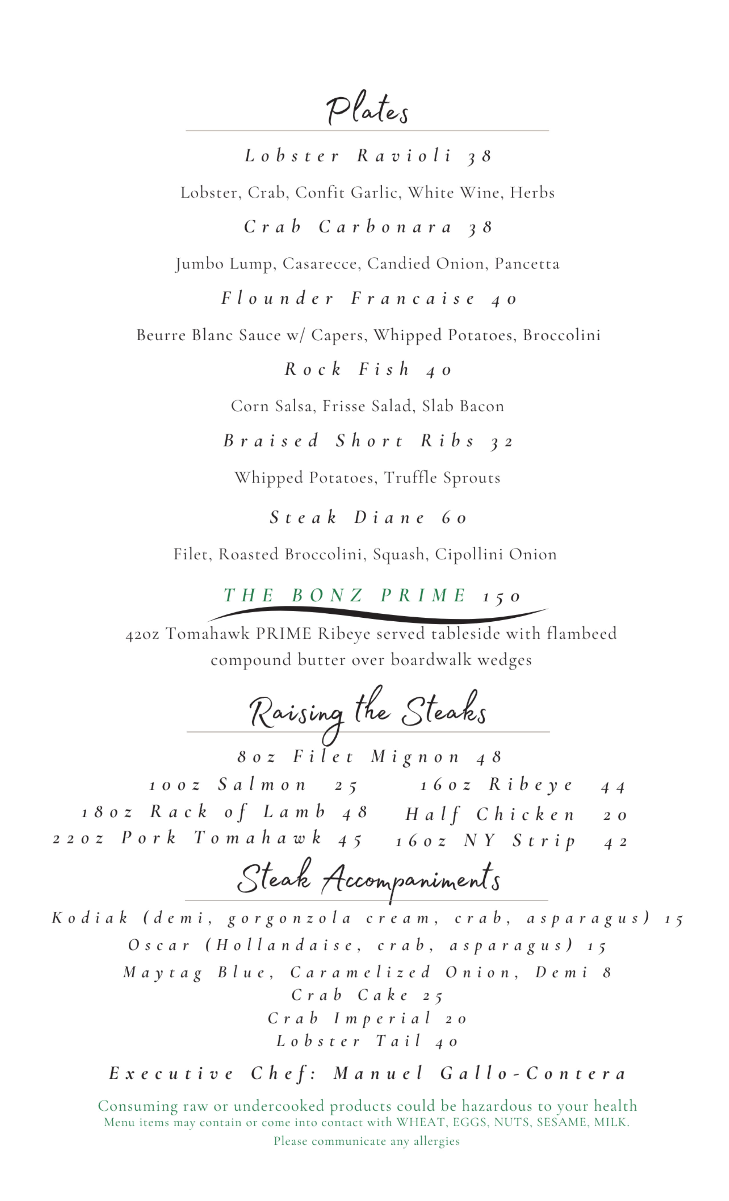 BONZ Menu Page 2
